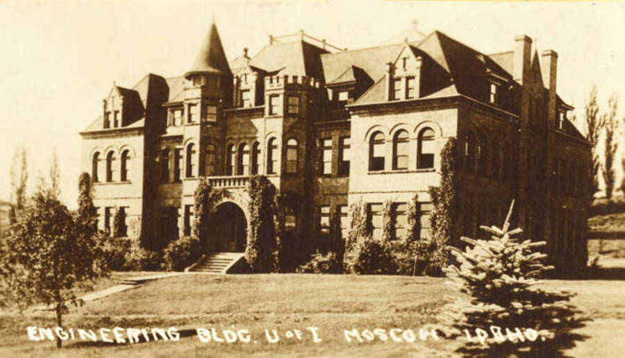 1903 photograph of Engineering Building. View from the Administration lawn. Donor: Mrs. George Deshler. [PG1_56-25]