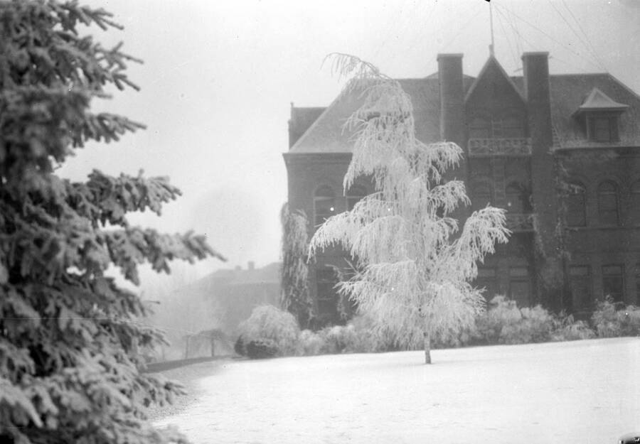 1929 photograph of Engineering Building. View of winter scene. [PG1_56-28]