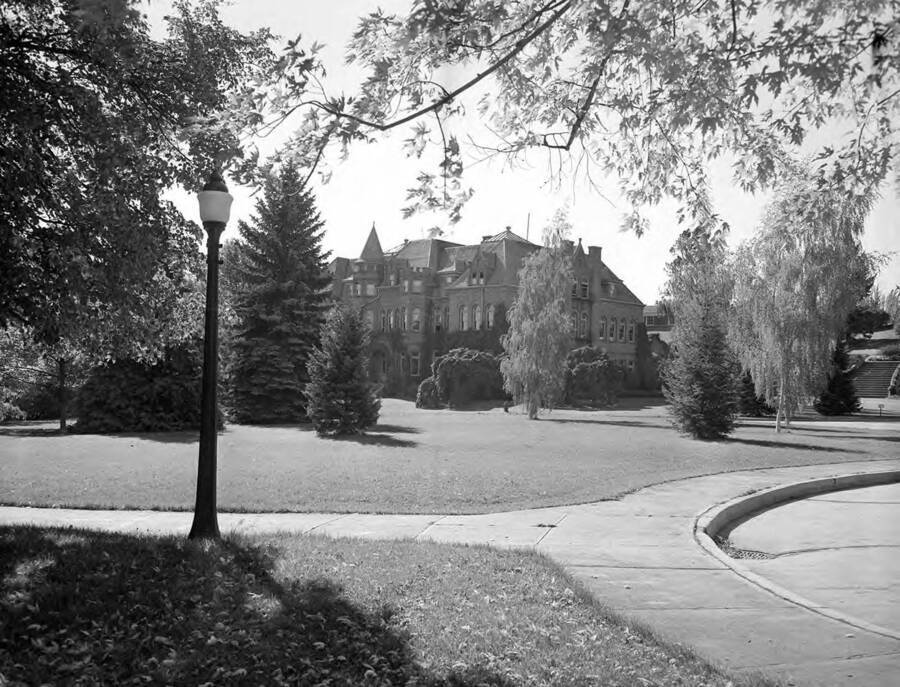1945 photograph of Engineering Building. View from the Administration lawn. [PG1_56-31]