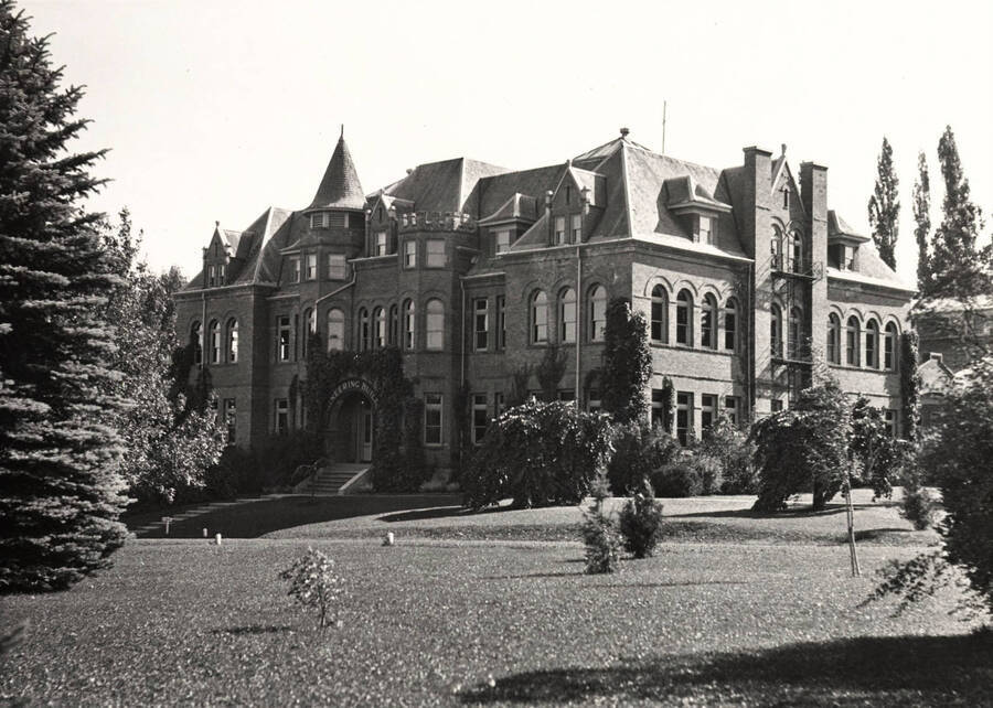 1937 photograph of Engineering Building. View from the Administration lawn. [PG1_56-07]