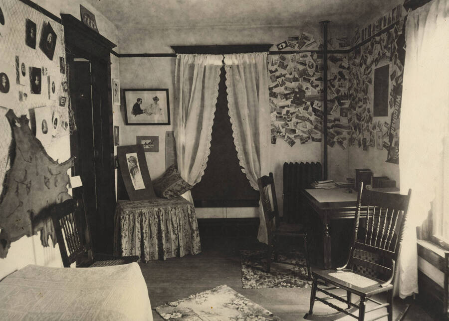 1908 photograph of Ridenbaugh Hall. View of student's room. [PG1_58-14]