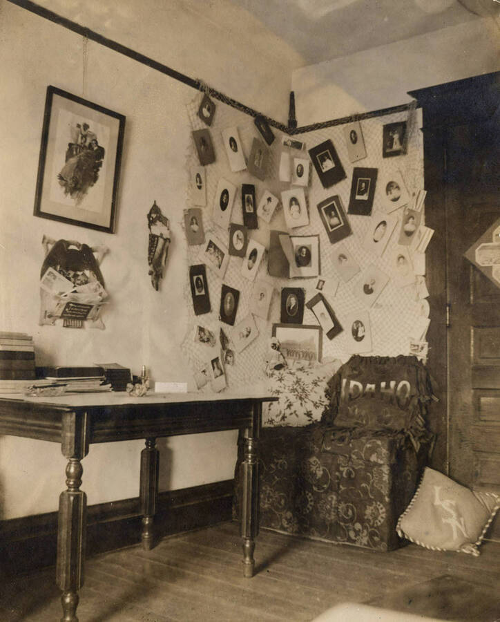 1909 photograph of Ridenbaugh Hall. View of a student's room. [PG1_58-24a]