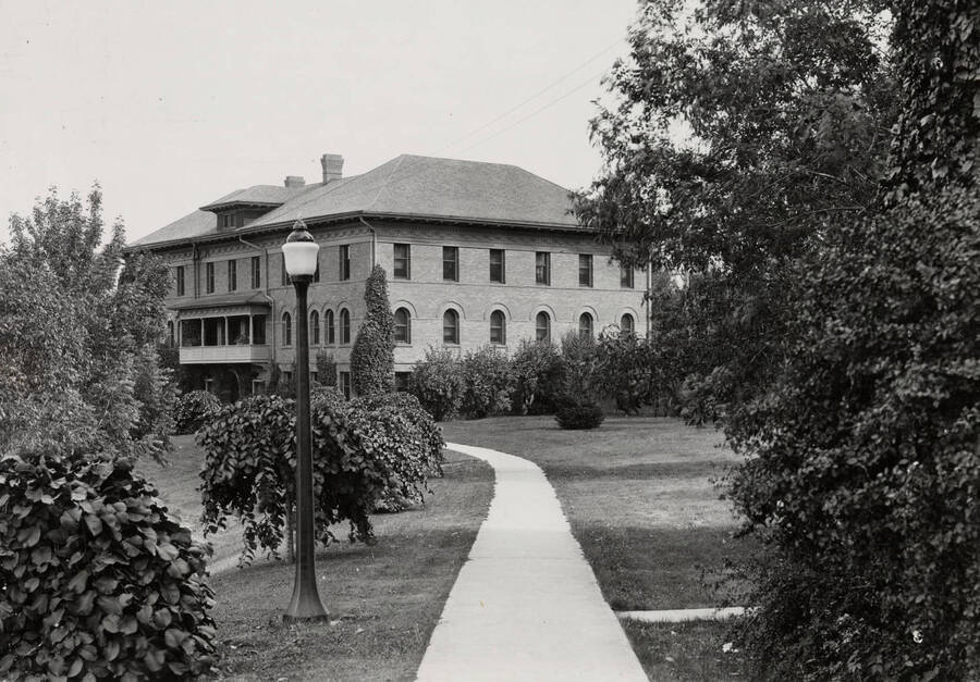 1928 photograph of Ridenbaugh Hall. View from the northwest. [PG1_58-04]