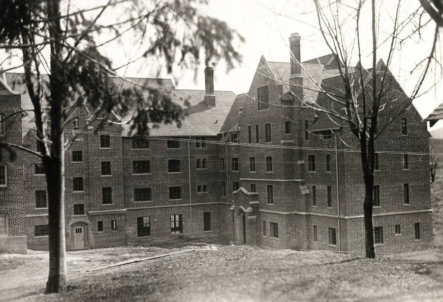 1926 photograph of Hays Hall. View of the nearly completed construction. [PG1_59-05]