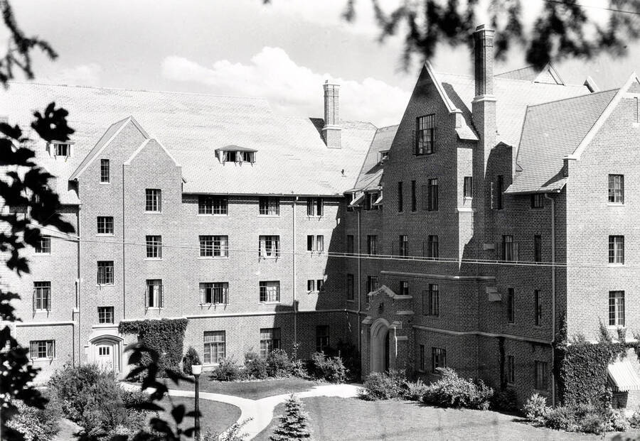 1936 photograph of Hays Hall. View of the landscape.[PG1_59-06]
