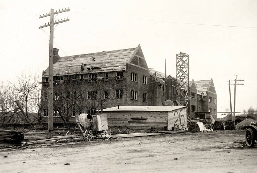 1923 photograph of Forney Hall. View of construction. [PG1_60-02]