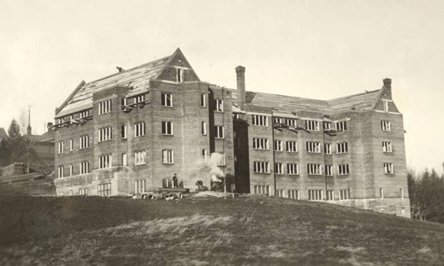1923 photograph of Forney Hall. View of construction. [PG1_60-06]