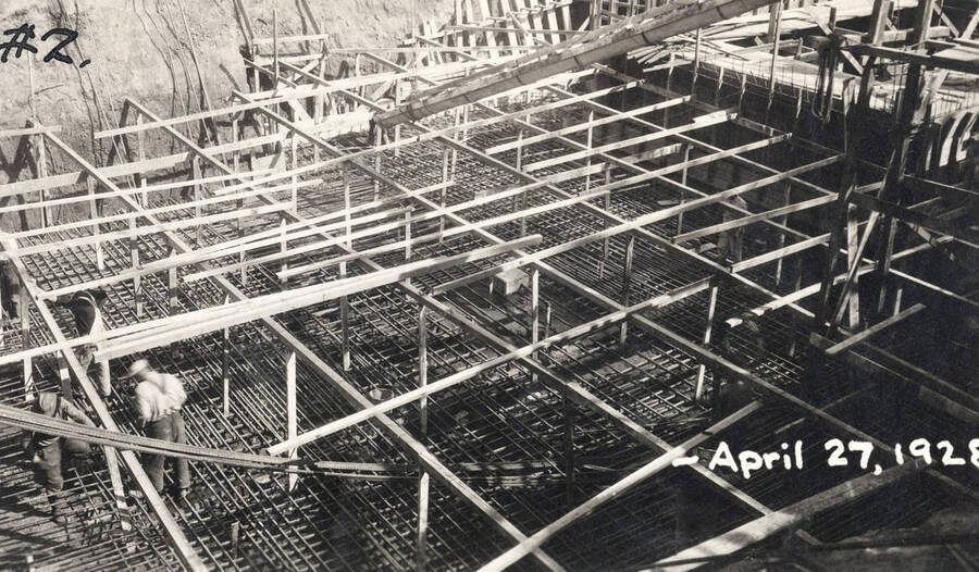 1928-04-27 photograph of Memorial Gymnasium. View of construction. [PG1_61-26b]