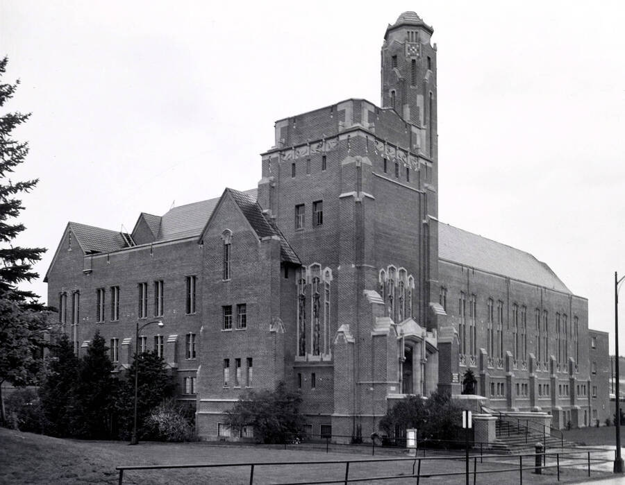 1930 photograph of Memorial Gymnasium. View of northeast corner.[PG1_61-53]