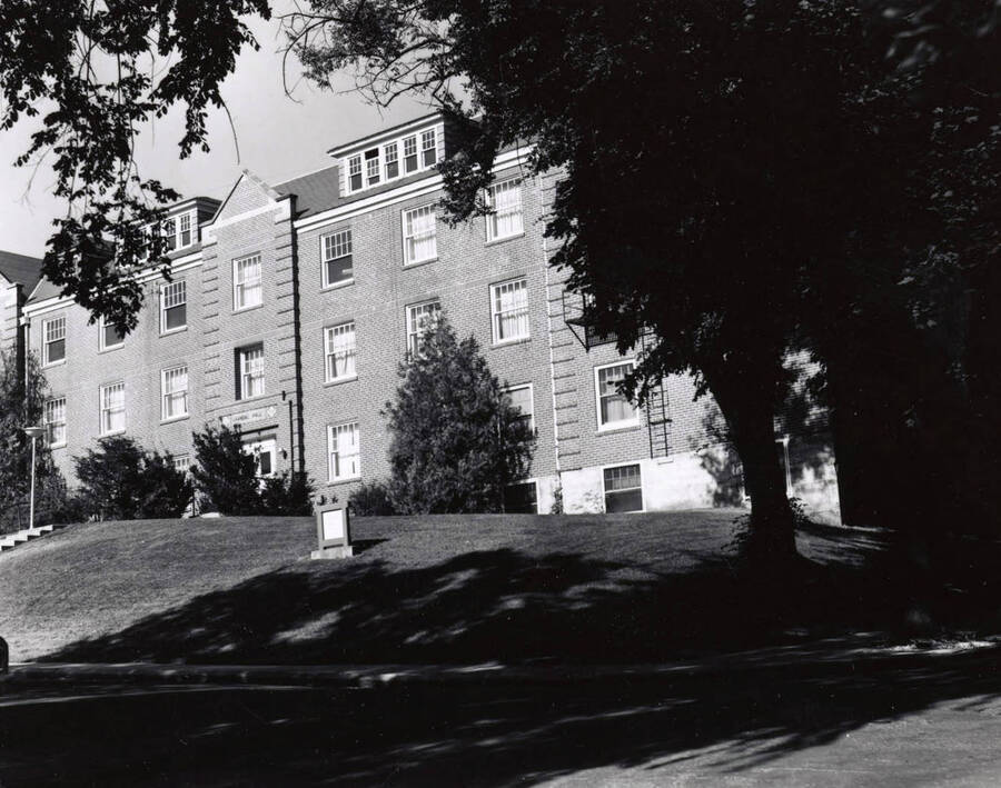 1936 photograph of Lindley Hall. View of the front of building. [PG1_62-14]