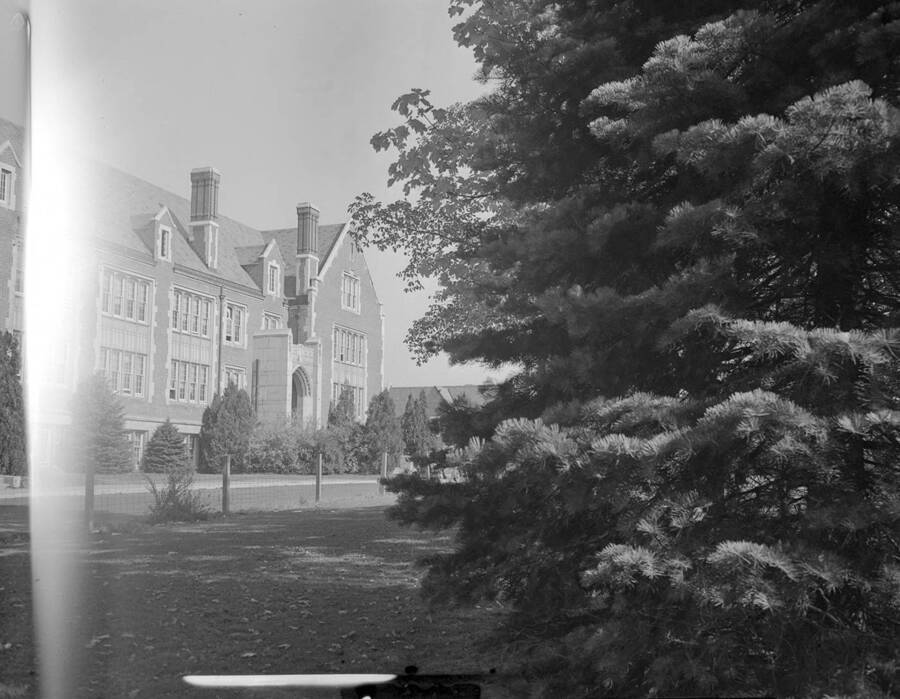 1945 photograph of Science Hall Renamed Life Sciences Building in 1964. View from Administration lawn. [PG1_067-56]