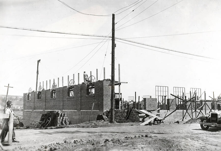 1927 photograph of Heating Plant. View of construction. [PG1_070-01]