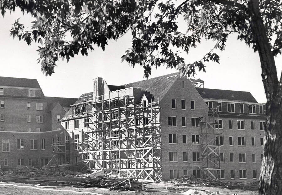 1938 photograph of Chrisman Hall. View of construction. [PG1_076-02]