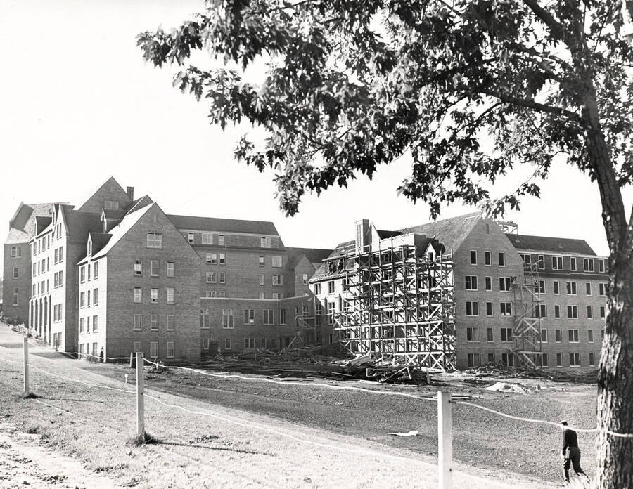 1938 photograph of Chrisman Hall. View of construction. [PG1_076-03]