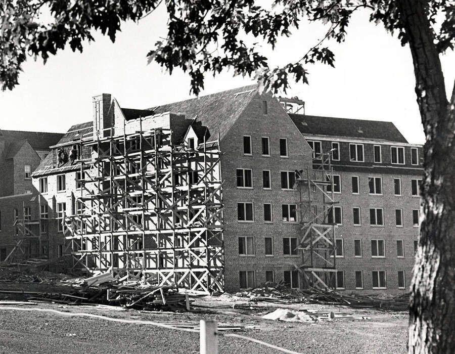 1938 photograph of Chrisman Hall. View of construction. [PG1_076-04]