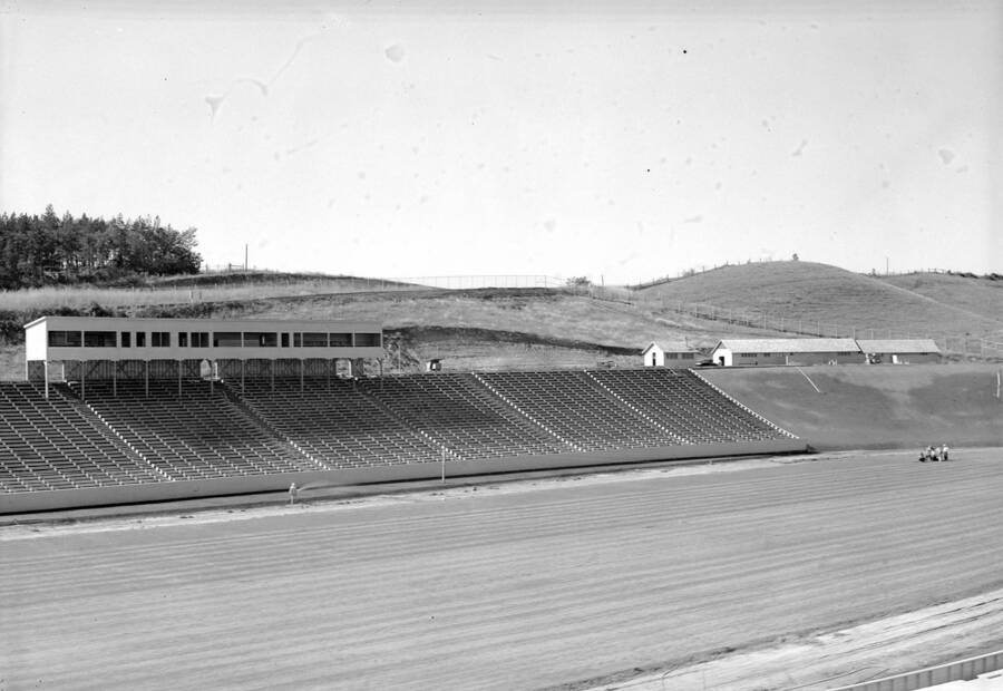 1937 photograph of Neale Stadium. View of the grandstands. [PG1_085-18]