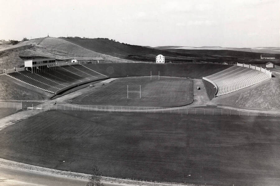1937 photograph of Neale Stadium. View from Rayburn Street looking west. [PG1_085-20]