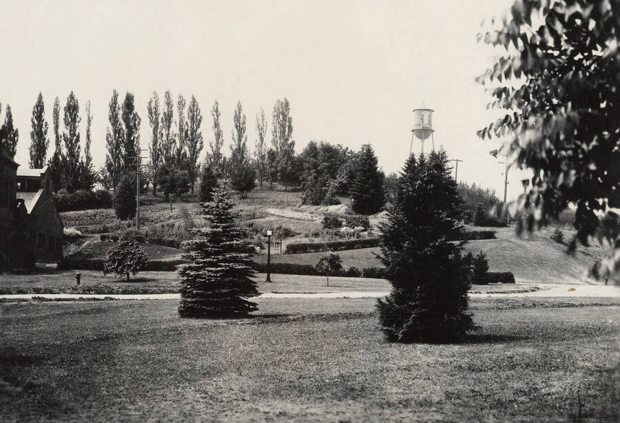 1936 photograph of I Tower. View from the lawns. [PG1_088-04]
