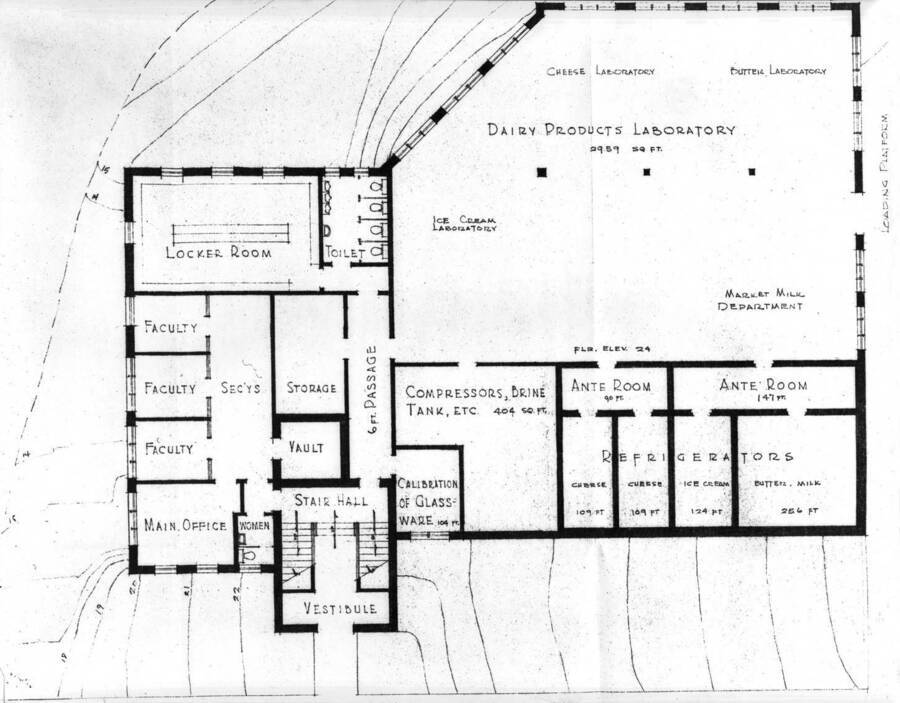 1945 photograph of Dairy Science Building. View of the floor plans. [PG1_092-18b]