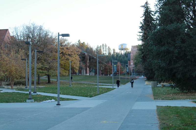 Photograph of the academic mall devoid of student traffic between classes
