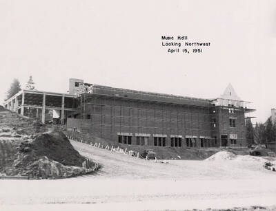 March 15, 1951 photograph of the Music Building under construction.