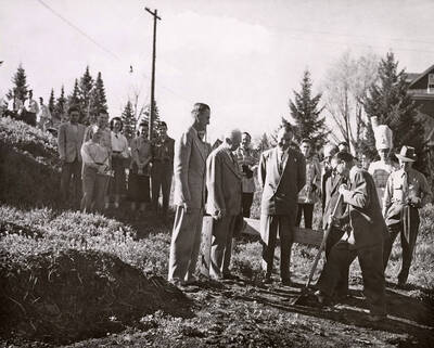 1951 photograph of the groundbreaking ceremony for the Music Building.