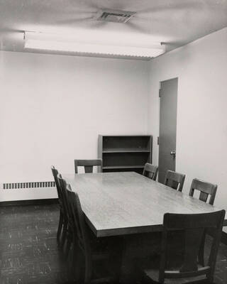 1957 photograph of the Library. Small conference room.