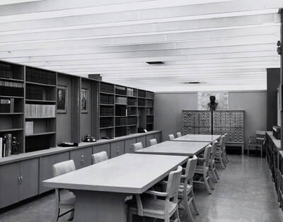 1963 photograph of the Library. Special Collections Department with card catalog in background.
