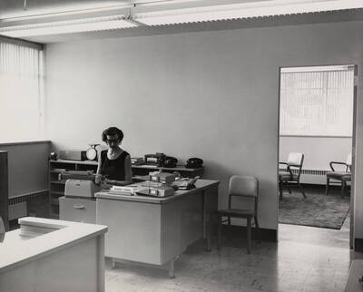 1957 photograph of the Library. Office of secretary.