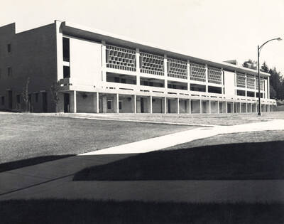 1965 photograph of the University Classroom Center. The University Classroom Center later became the Teaching and Learning Center.