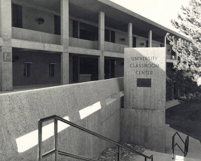1965 photograph of University Classroom Center. The University Classroom Center later became the Teaching and Learning Center.