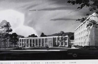 1962 illustration of the Wallace Residence Center. Architect's rendering. Donor: Publications Dept.