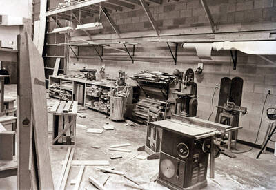 1975 photograph of Hartung Theatre. Workshop.
