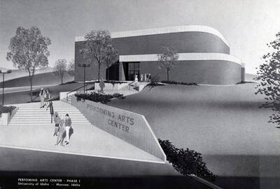 1972 illustration of the Hartung Theatre. Architect's rendering.