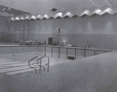 1970 photograph of the Swim Center under construction.