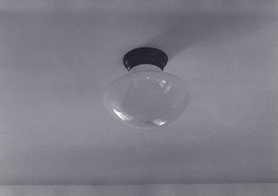 1975 photograph of Art and Architecture South. View of ceiling light fixture. Donor: Karl Roenke.