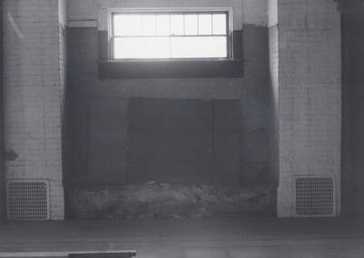 1975 photograph of Art and Architecture South. View of interior, north wall, central elevation. Donor: Karl Roenke.