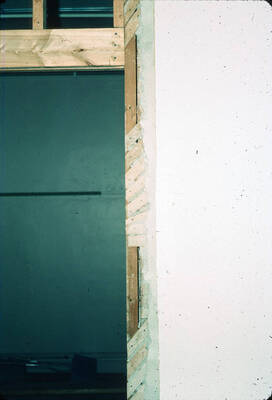 1975 photograph of Art and Architecture South during renovation. Detail of renovation in basement. Donor: Karl Roenke and Robert Weaver, 1976.