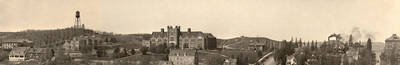 1919 panoramic photograph of University of Idaho campus. Administration building in the center and old water tower to the left.