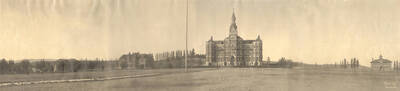 1900 panoramic photograph of University of Idaho campus. View of the Old Administration building.