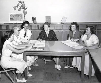 1950 photograph of Home Economics. Home Economic staff. Donor: Publications Dept.
