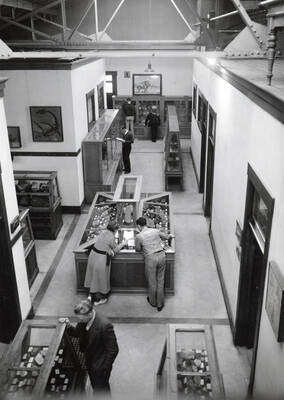 1936 photograph of Geology. A birds-eye view of a Geology Exhibit. Donor: Publications Dept.