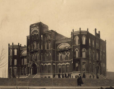 1906 photograph of Administration Building. View of the old administration Building after the fire.