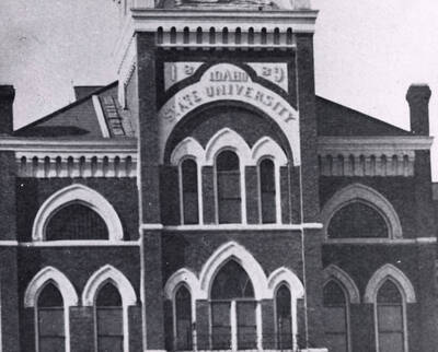1903 photograph of Administration Building. View of the old Administration building tower.