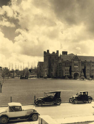 1926 photograph of Administration Building. View from the Science Hall. Donor: Biological Sciences Department.