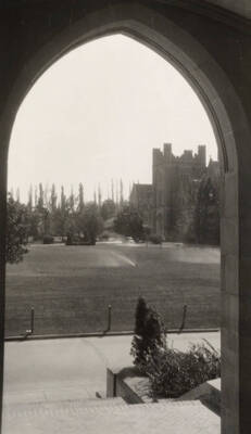 1938 photograph of Administration Building Stough Archives. View from the Science entryway.