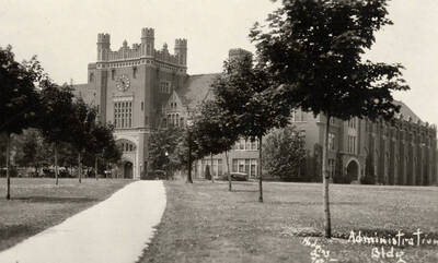 1924 photograph of Administration Building. View from Hello Walk. Donor: Hodgins Foto, Moscow.