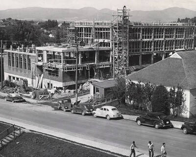 1950-06-15 photograph of Engineering Classroom Building. View of construction.