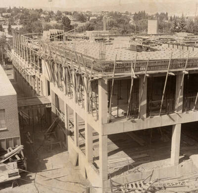1950 photograph of Engineering Classroom Building. View of construction.