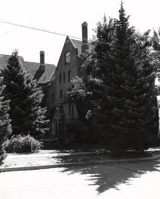 1954 photograph of Hays Hall. View from Blake Avenue.